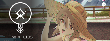 The XRUIOS logo beside a girl in a straw sun hat